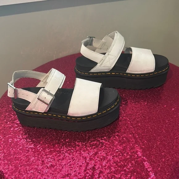 Dr. Martens Black and White Platform Sandals - Picture 1 of 8